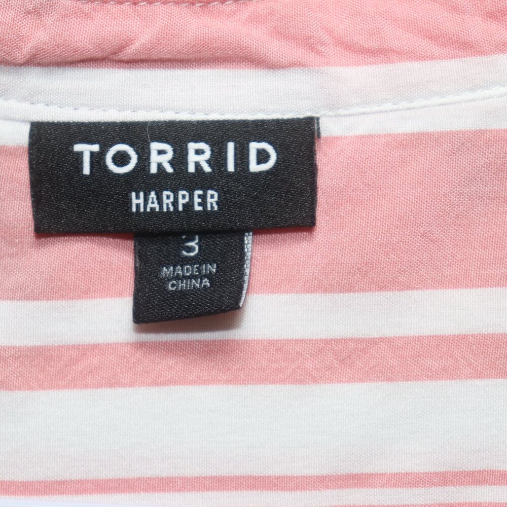 Torrid Harper Chambray Fit Pullover 3 4 Sleeve Blouse 3X - Picture 8 of 15